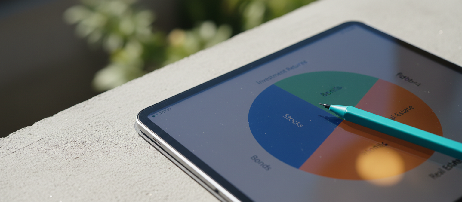 Tablet mit Tortendiagramm auf Stift