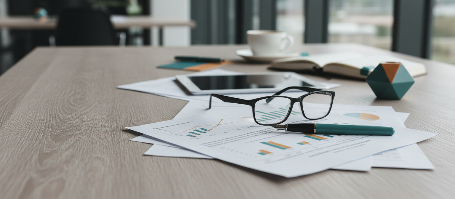 Unterlagen Charts Brille Stift